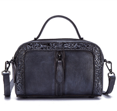 

Women Genuine Leather Tote Handbag Vintage Embossed Crossbody Shoulder Bag High Quality Casual Female Rub Color Messenger Bags