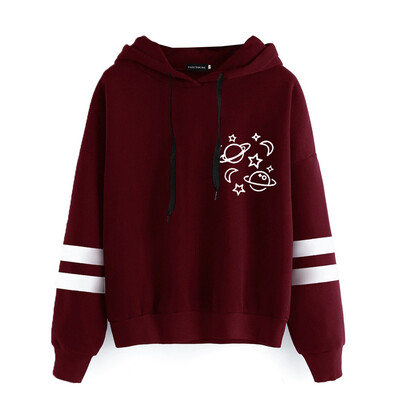 

New Fashion Women Casual Hoodie Planet Printed Hooded Sweatshirt Blouse Tops For Teens