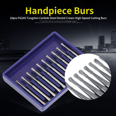 

Greensen 10pcs FG245 Tungsten Carbide Steel Dental Crown High-Speed Cutting Burs Dental Burs Crown Burs