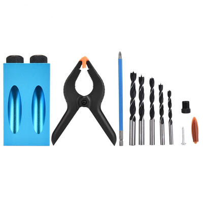 

Greensen 34pcs 15° Pocket Hole Drilling Kit Woodworking Oblique Drill Guide Set Positioner Locator Tool