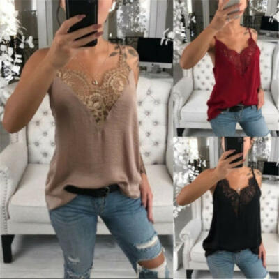 

US Women Lace Vest Tank Tops Ladies Sexy Summer Strappy Camisole T-Shirt Blouse