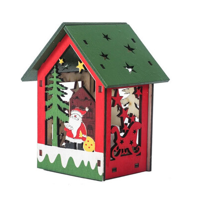 

Festival Glowing Small Wooden House Christmas Tree Decorations For Home Hanging Ornaments Holiday Nice Xmas Gift Wedding