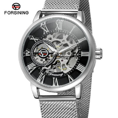 

Forsining Fashion Mens Watches Skeleton Noctilucent Mechanical Movement Roman Numerals Waterproof Business Analog Dial Stainless