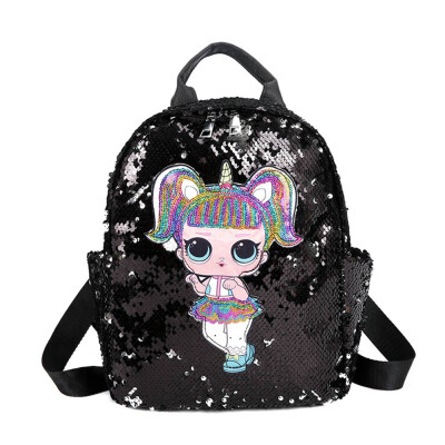 

Fashion Sequin Pu Shoulder Bag Children Bag School Backpacks