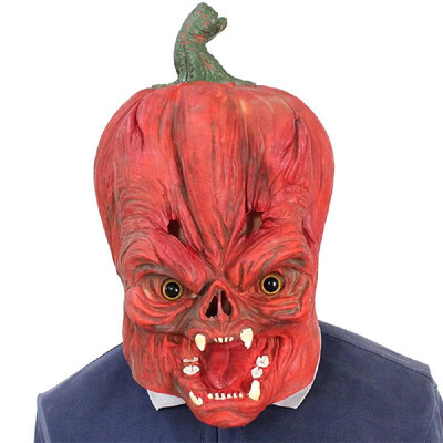 

Portable Waterproof New Red Pumpkin Head Halloween Horror Mask Haunted House Pretend COS Latex Mask
