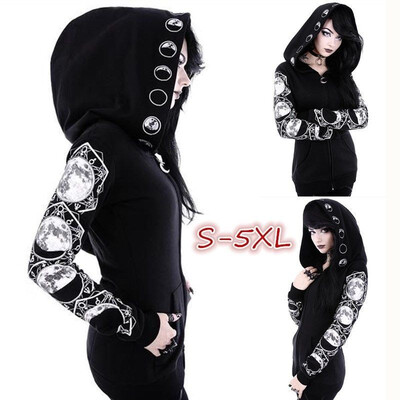 

Roseonmyhand Women Vintage Gothhic Zipper Sweatshirt Long Sleeve Plus Size Coat