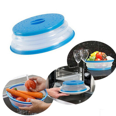 

Foldable Microwave Cover Candy-Colored Fruit Vegetables Colander Strainer Washing Basket Microwave Plate Lid Kitchen Tools