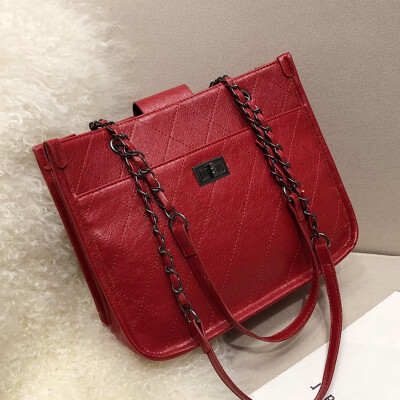 

Womens&winter new 2019 Magenta chain bag individual single-shoulder bag fashion high-capacity&high-capacity diagonal