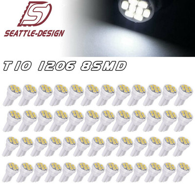 

50x Cool White T10 8-SMD LED Dome Map License Interior Light Bulbs 192 194 168