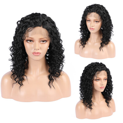 

〖Follure〗Real Natural Short Lace Front Wigs Women Curly Wavy Synthetic Hair Wig Black