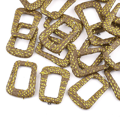 

Handmade Raffia Woven Pendants with Iron & Aluminum Findings&Metallic Cord Trapezoid Platinum Camel 44x305x4mm Hole 1