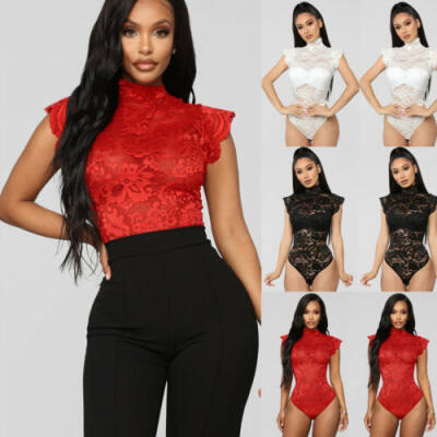 

Women Bodysuit Bodycon Jumpsuit Romper Leotard Tops Blouse Playsuit Sleeveless