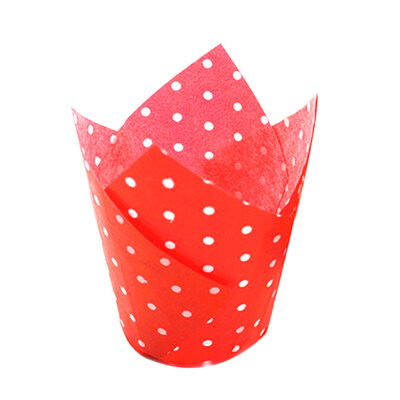 

50Pcs Dots High Temperature Resistant Cake Paper Cup Tulip Muffin Case Liners