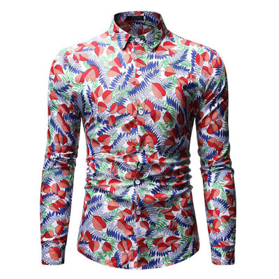 

Tailored Mens Fashion Hawaiian Style Leisure Printing Long-sleeved Shirt Tops Blouse