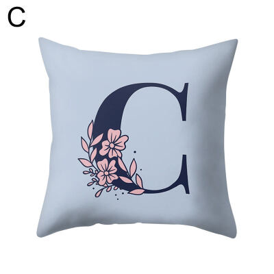 

Modern Capital Letter Flower Pillow Case Waist Throw Cushion Cover Home Decor