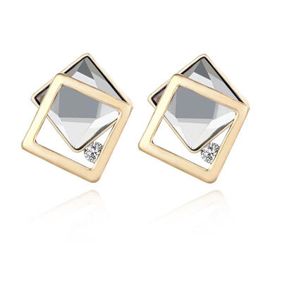 

Korean Hot Bride Wedding Earrings Square Geometric Stud Earrings For Women Rhinestone Earings Fashion Jewelry Brincos Oorbellen