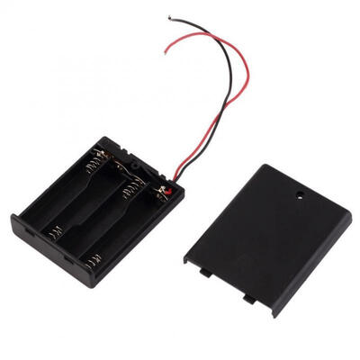 

Plastic Battery Storage Case Box Holder For 4-AAA Battery With Wire Leads