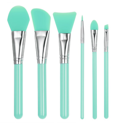 

6pcs Silicone Makeup Brush Set Facial Mask Foundation Brushes Cosmetic Eyeshadow Eyebrow Brush Kit With Plastic Handle Purple