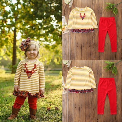 

Christmas Toddler Kids Baby Girl Outfits Clothes T-shirt TopsPants 2PCS Set
