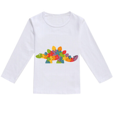 

Toddler Baby Kids Boys Girls Spring Dinosaur Print Tops T-shirt Casual Clothes