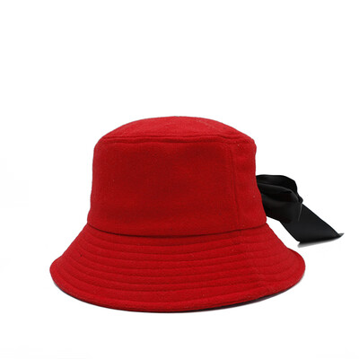 

Yufu Hat Womens new sun hat in autumn&winter 2019 Korean fashion bow Sun Hat Wool basin hat trend