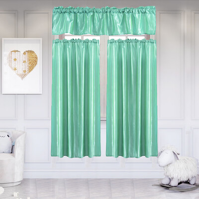 

Toponeto 3Pcs Pure Color Kitchen Home Curtain With Swag Tier Window Curtain Set