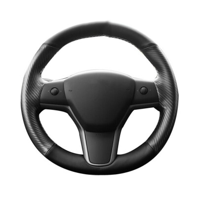 

1 DIY Steering Wheel Cover Leather Carbon Fiber Perforated For Tesla Model 3
