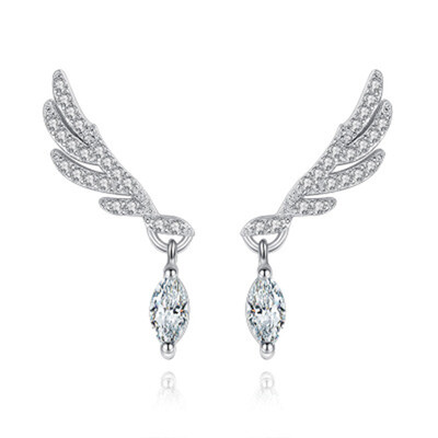 

Stud Earrings Fashionable temperament zircon angel wing stud earrings