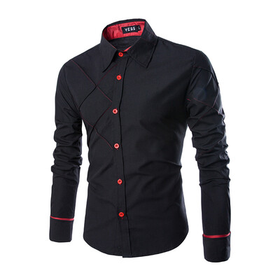 

New Men\S Long-Sleeved Shirt Casual Plaid Design A Unique Personality Personalized Shirt