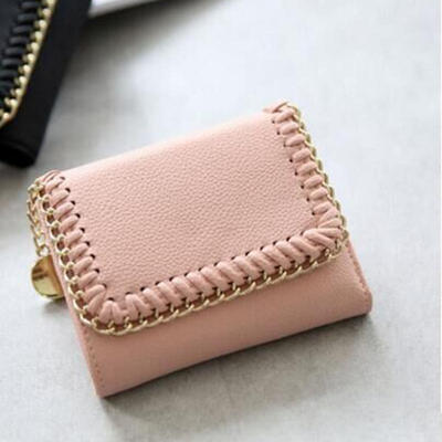 

Simple Square Lady Wallet Short Paragraph Braided Lichee Pattern Small Wallet Mini Card Holder Purse