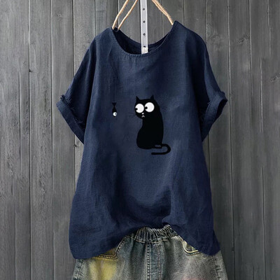 

Women Tops Ladies Blouse Summer Round Neck Casual Fashion Short Sleeve