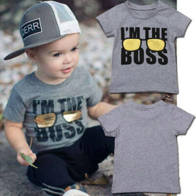 

Newborn Children Baby Boy Letter Print Short Sleeve T-Shirt Tops Clothes Fashion