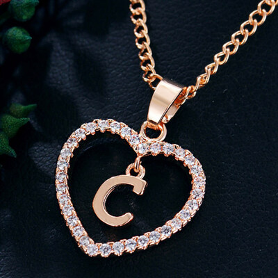 

Womens Heart Pendant Necklace with Cubic Zirconia&Letter Pendant Necklace Gift for Women or Girls