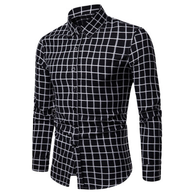 

Casual Soft Slim Fit Style Plaid Men Long Sleeve Male Shirt