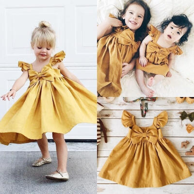 

Casual Cotton Baby Girls Toddler Infant Girl Bowknot Dress Party Wedding Tutu Dresses