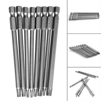 

8Pcs T8-T40 100mm 14 inch Hex Torx Head Electric Screw Driver Bits Magnetic Set