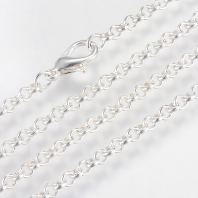

Iron Rolo Chains Necklace Makings with Lobster Clasps Soldered Silver 236"60cm