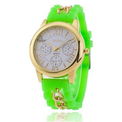 

Geneva fake three-eye watch casual silicone jelly bracelet womens watch