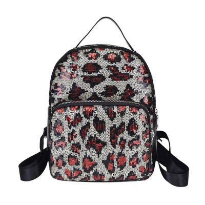 

Sequins Leopard Print Backpack Women Travel Shoulder Bags School Book Bag