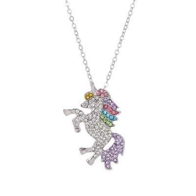 

Women Unicorn Necklace Pendant Rhinestone Crystal Choker Chain Collar Jewelry