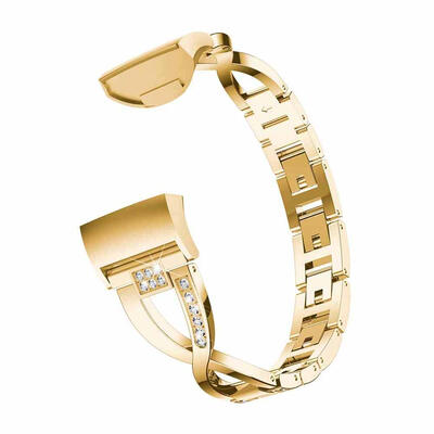 

X Shape Crystal Zinc Alloy Watch Band Bracelet Strap for Fitbit Charge 3