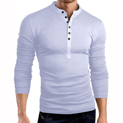 

Mens Slim Fit V Neck Long Sleeve Muscle Tee T-shirt Casual Tops Henley Shirts