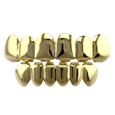

Gold Silver Plated Grillz Set for Mouth Top Bottom Hip Hop Teeth