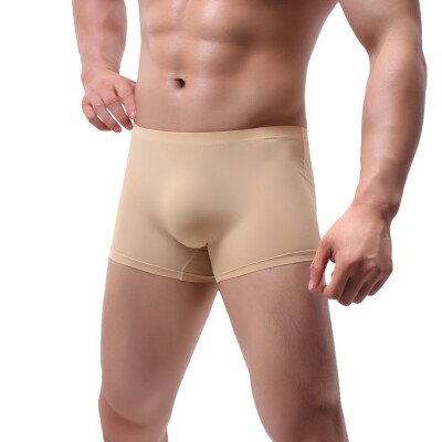 

Tailored Mens Sexy Underpants Pure Color Breathable Patchwork Ice-silk Underwear