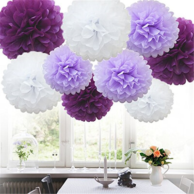 

〖Follure〗9pcs Tissue Paper Pompoms Flower Balls Fluffy Christmas Wedding Party Decoration
