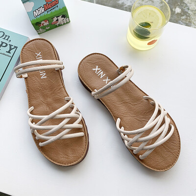 

Spring&Summer Flat-soled Sandals Fairy Wind Korean Version Baitie Fashion Leisure Band Beach Shoes