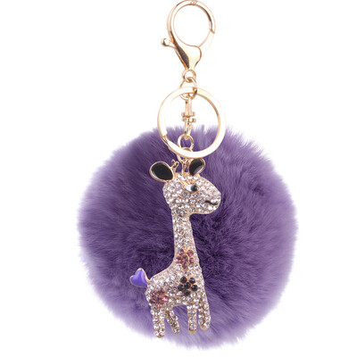 

8cm cents rex rabbit fur ball giraffe keychain plush accessories bag pendant