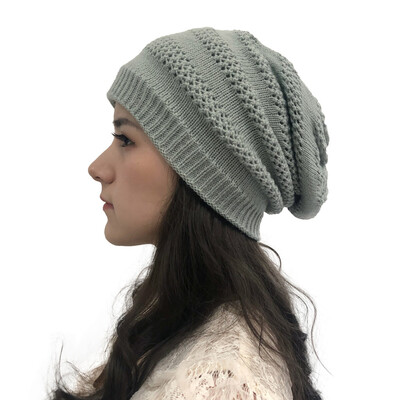 

Tailored Women Fashion Outdoor Solid Splice Hats Hollow Crochet Knit Holey Beanie Cap