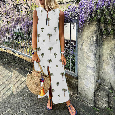 

Women Long Maxi Dress Loose Cotton Summer Beach Evening Party Vintage Sundress