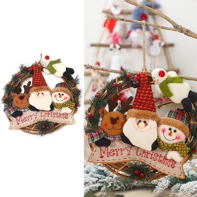 

Christmas Decorations Santa Claus Figurine Decoration Wreath Rattan Ring Christmas Tree Decoration Pendant